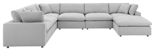 Commix Down Filled Overstuffed 7-Piece Sectional Sofa, Light Gray