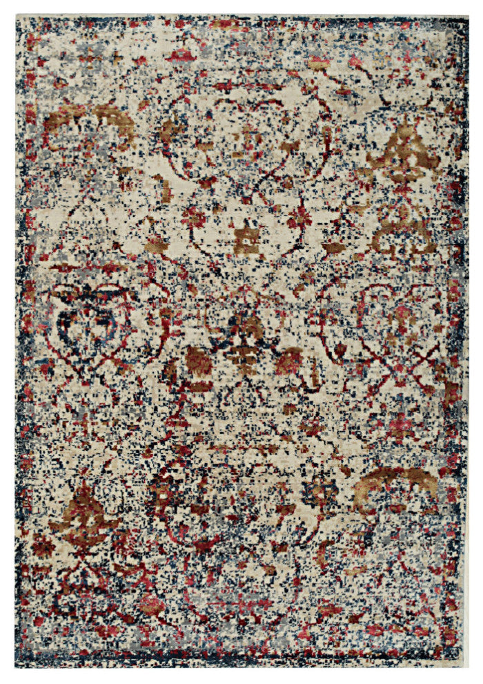 Hand Crafted Wool and Viscose Beige/Gold Contemporary, 5'x8'