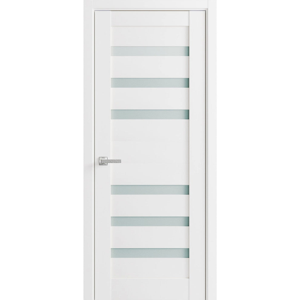 Solid French Door Frosted Glass | Quadro 4266 White Silk | -30 x 84