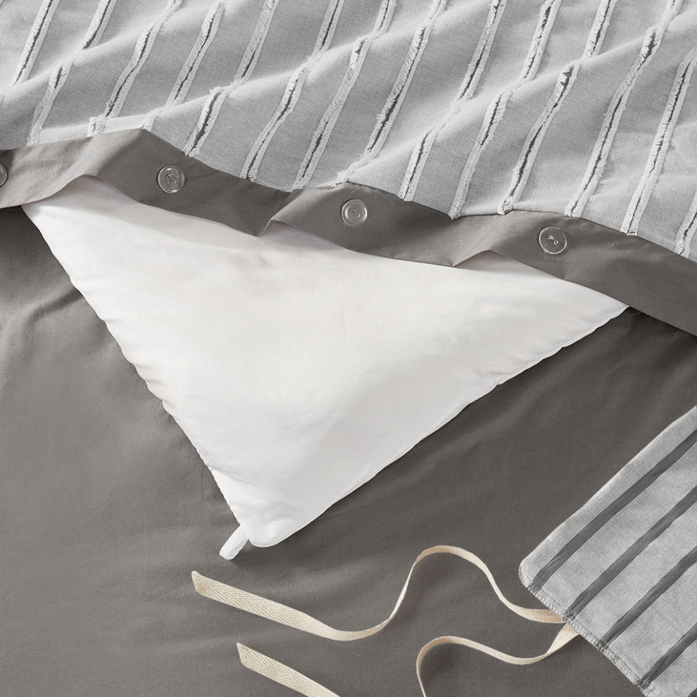 Madison Park Signature Essence Grey Comforter Duvet Cover Set w Removable Insert