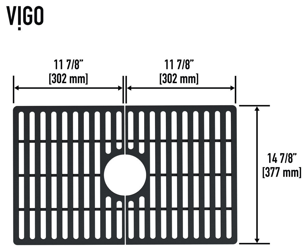 VIGO Silicone Protective Bottom Grid for Single Bowl Kitchen Sink, Matte Black, 24" L X 15" W