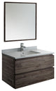Formosa Wall Hung Modern Bathroom Vanity With Mirror, 36"