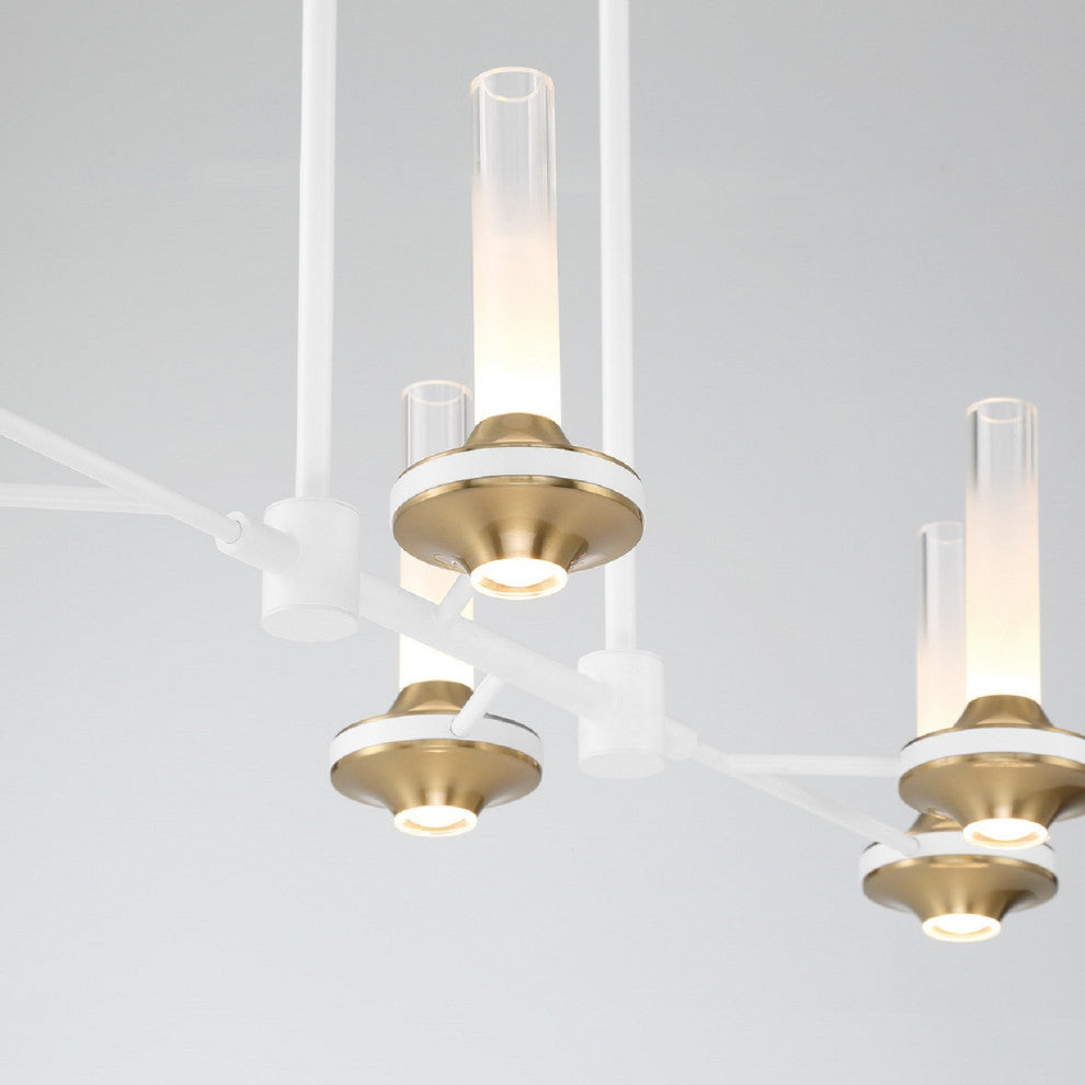 Torcia 12-Light 31.5" Chandelier, White/Brass
