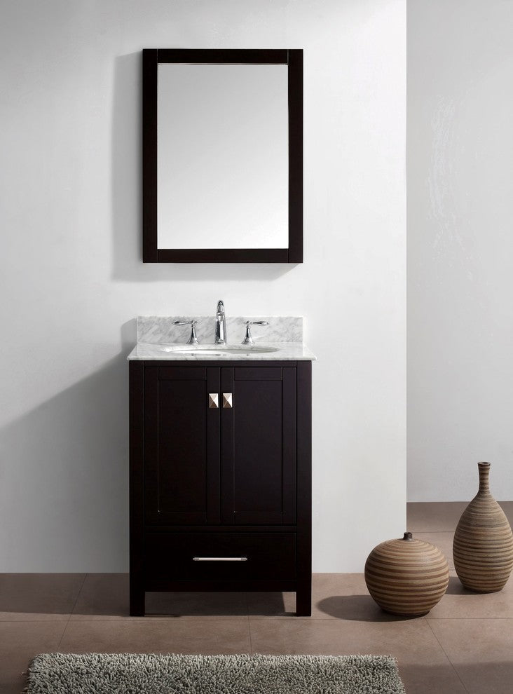 Caroline Avenue 24" Single Bathroom Vanity Set Espresso, Marble Top