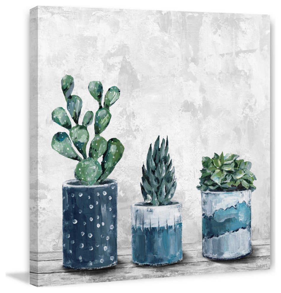 "Succulent Frost" Painting Print on Wrapped Canvas