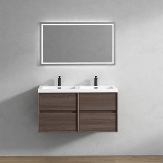 Kingdee Red Oak Wall Mounted Vanity With Reinforced Acrylic Sink, 48"