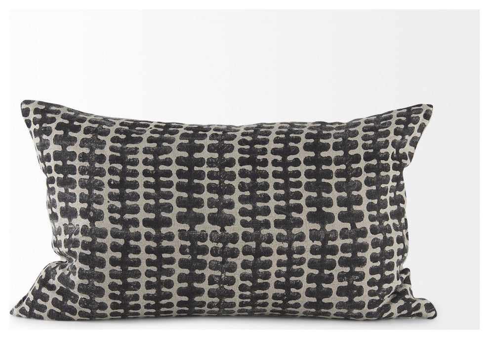 Light Gray and Black Lumbar Throw Pillow Cover