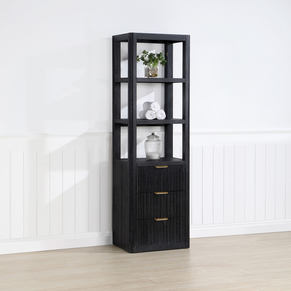 Cadiz Storage Cabinet for Bathroom, Kitchen and Living Room, Fir Wood Black, 22in.