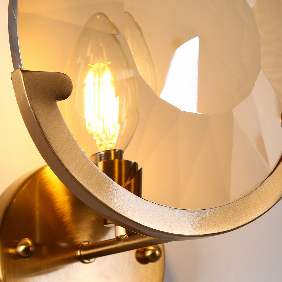 LNC Aedrusson 1-Light 7.9" Modern Geometric Crystal Wall Sconce, Brass