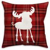 Plaid Baby Moose 16x16 Spun Poly Pillow