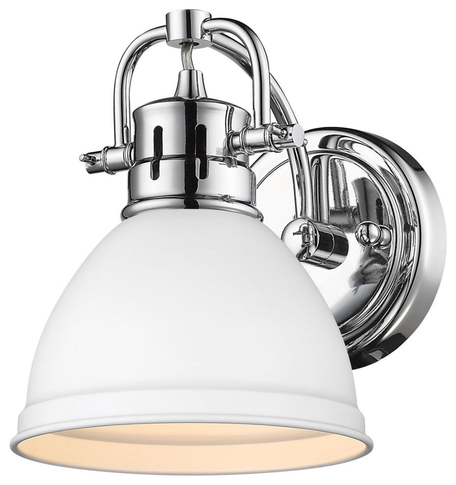Duncan CH 1 Light Bath Vanity, Chrome With Matte White Shade