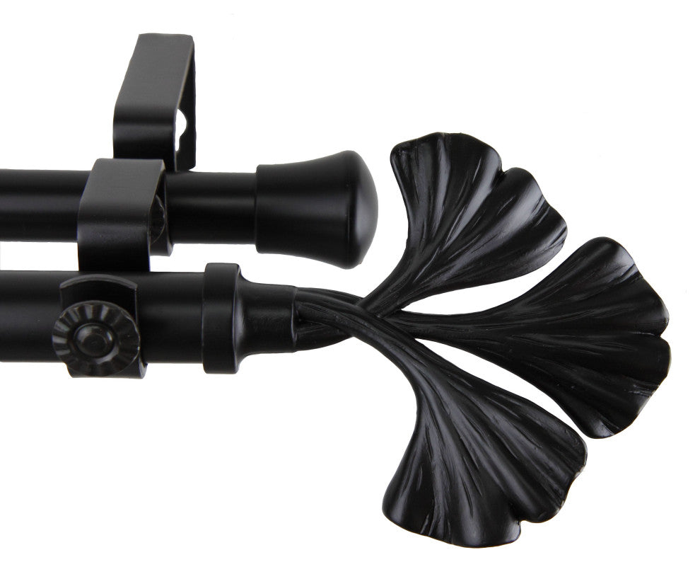 Florence Double 13/16" dia. Curtain Rod, Black, 28"-48"