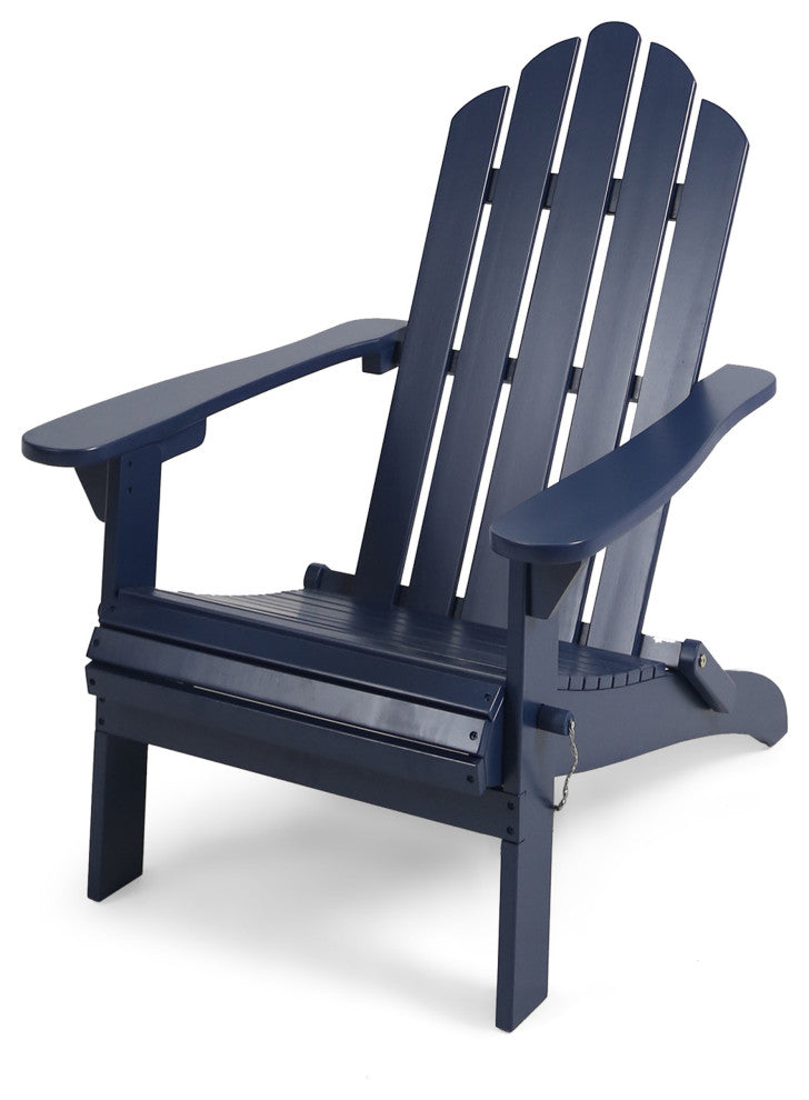 GDF Studio Cara Outdoor Foldable Acacia Wood Adirondack Chair, Blue Finish
