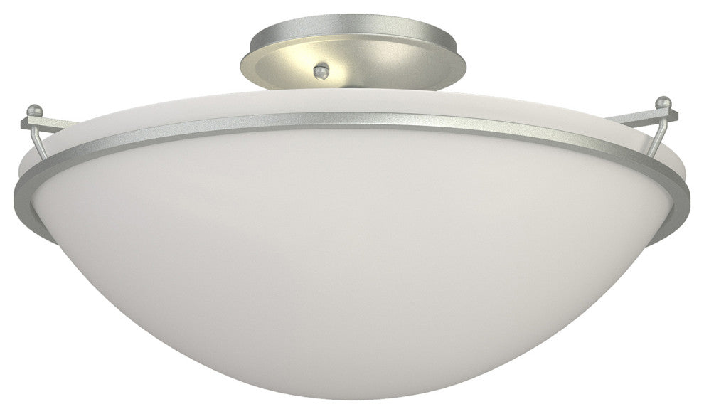 Plain Large Semi-Flush, Vintage Platinum Finish, Opal Glass