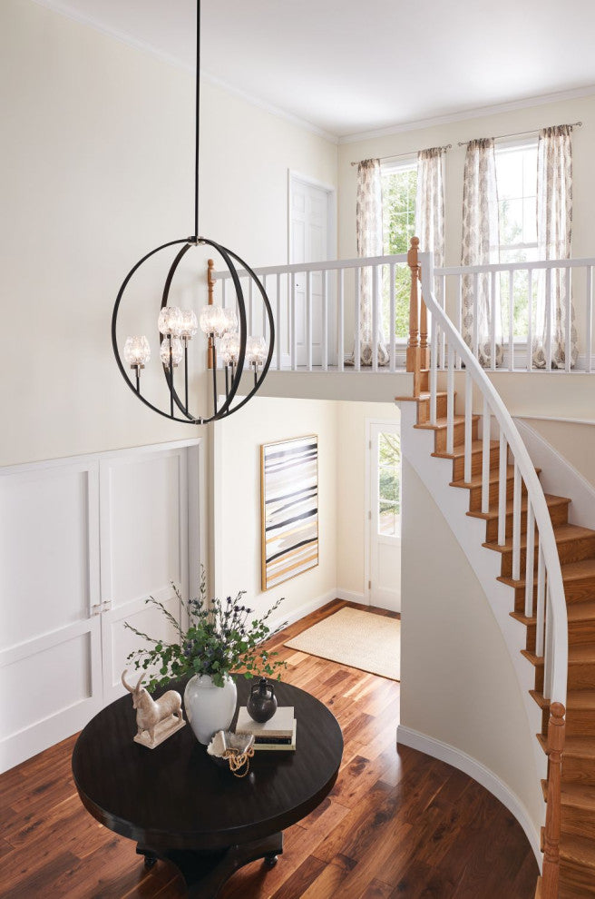 Kichler Moyra 8 Light Chandelier in Black with Clear Facet Glass