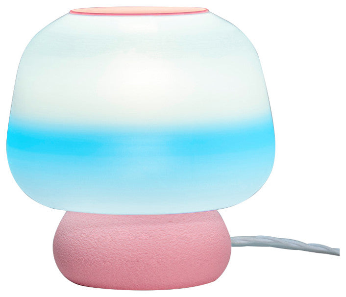 Mushroom 10" Plant-Based PLA Dimmable LED Table Lamp, Blue/White/Light Pink
