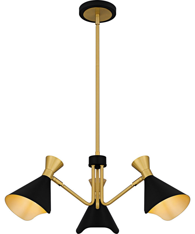 Arden Three Light Chandelier in Matte Black