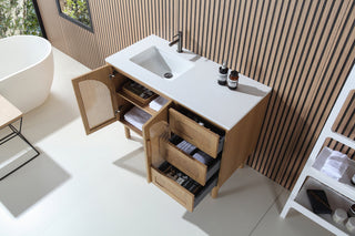 Nara Mid-Century Freestanding Bathroom Vanity, Pecan Oak, 48"