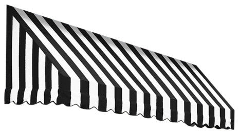 Awntech 8' San Francisco Acrylic Fabric Fixed Awning, Black/White Stripe