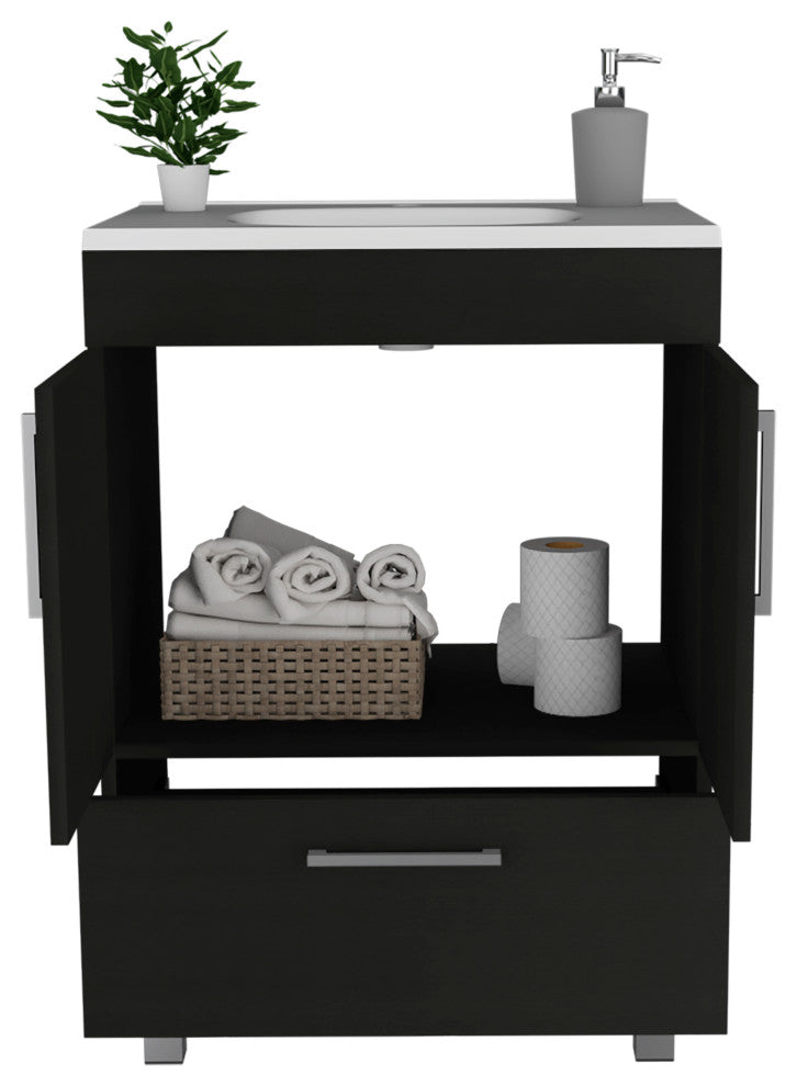 Essential Single Bathroom Vanity, Black Wengue