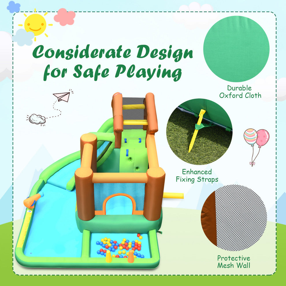 Bountech Inflatable Waterslide Bounce House Climbing Wall without Blower
