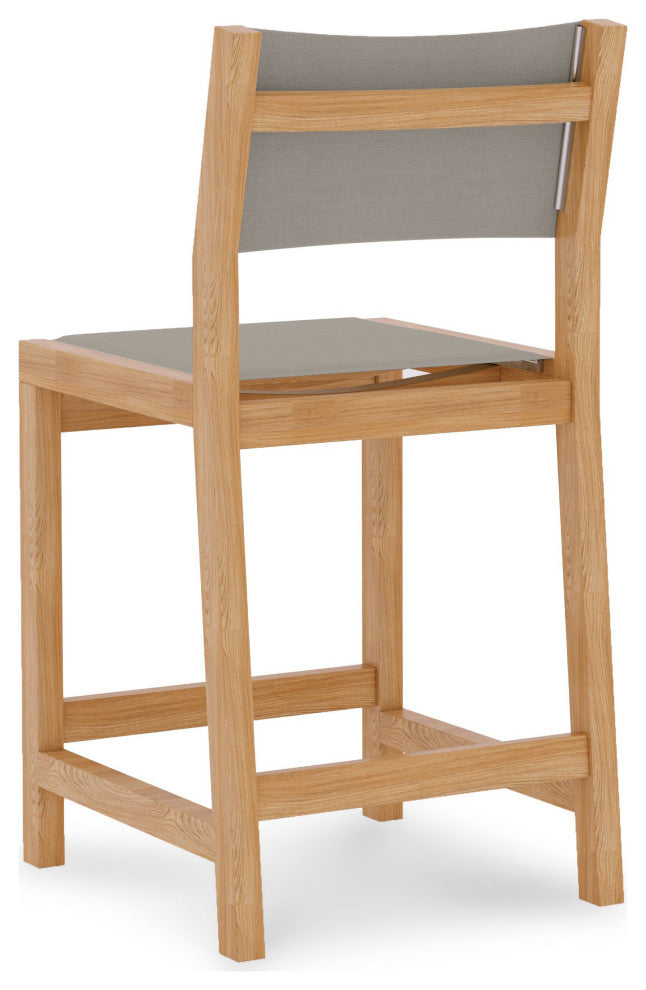 Pearl Teak Outdoor Counter Height Stool in Taupe