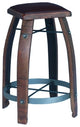 Barrel Stave Stool With Chocolate Leather Top, Caramel, 30"