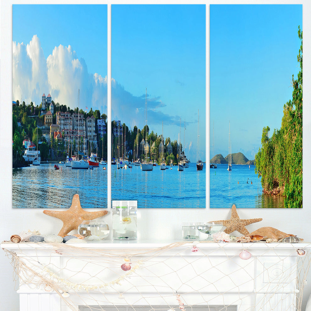 "St John Bay Panoramic View" Metal Wall Art, 3 Panels, 36"x28"