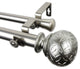 Plaid 1" Double Curtain Rod, Black, Satin Nickel, 160"-240"