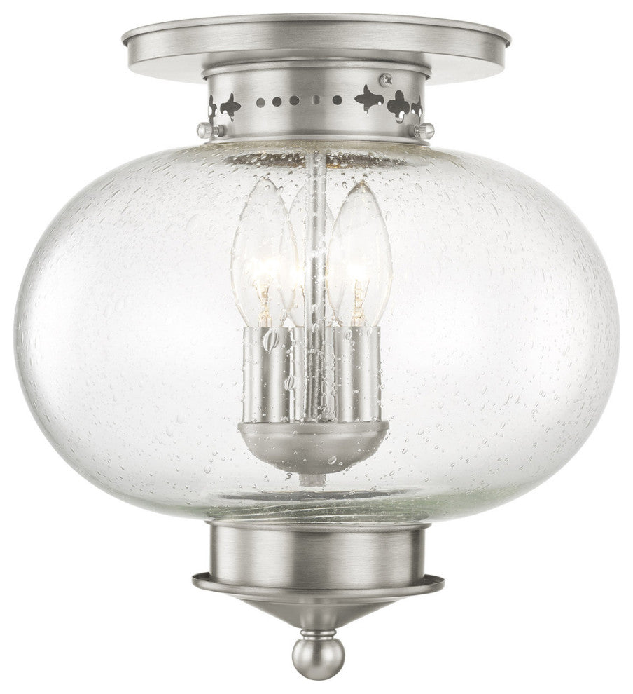 Livex 5037-91 3-Light Brushed Nickel Ceiling Mount, Brushed Nickel