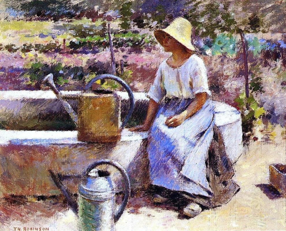 Theodore Robinson The Watering Pots, Gallery Wrapped Canvas Print, 20"x25"