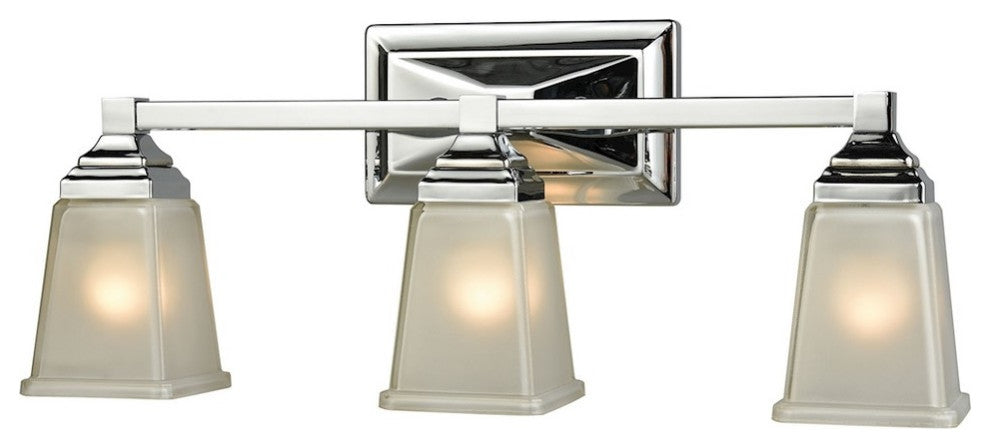 Thomas Lighting Sinclair 3 Light Bath In Polished Chrome With Frosted Glass