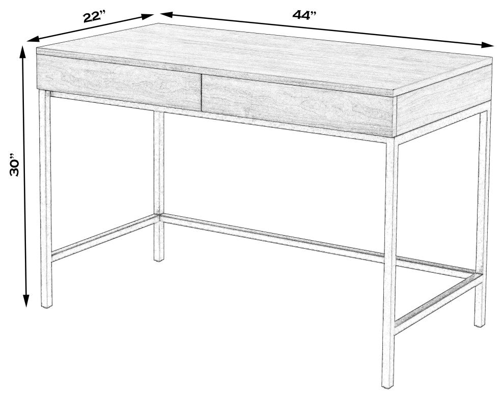 Carl 45" Wood and Metal Writing Desk
