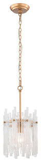 Eva 1 Light Clear Glass Bars Drum Chandelier, Shiny Bronze Finish