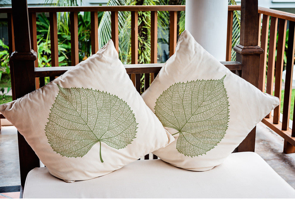Leaf Study Indoor/Outdoor Throw Pillow, Scallion, 18"x18"