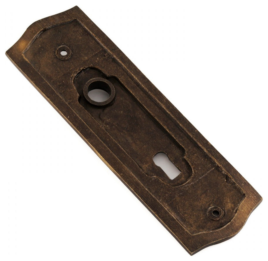 Door Back Plate Antique Brass Beaded With Keyhole 7 1/4" H 2 Pack
