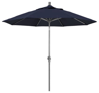 9' Grey Collar Tilt Lift Fiberglass Rib Aluminum Umbrella, Pacifica, Navy