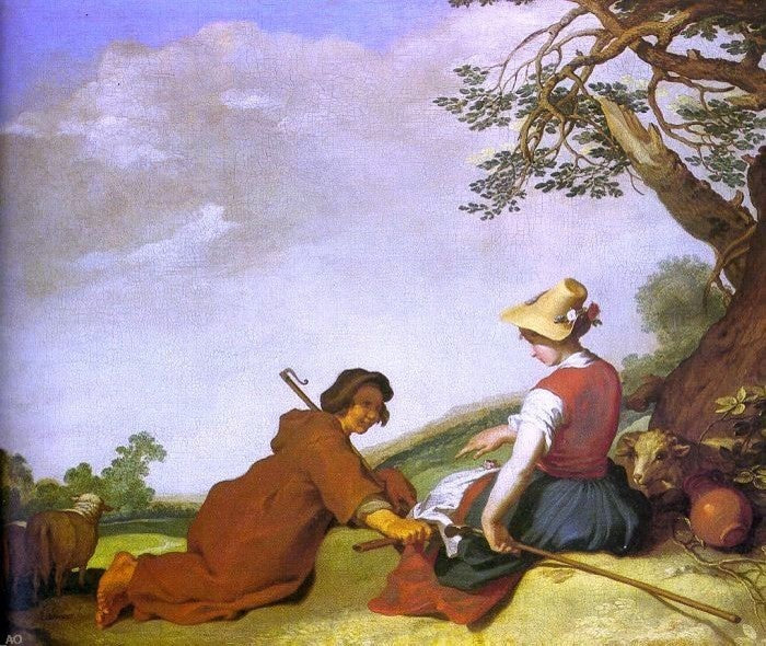 Abraham Bloemaert Shepherd and Sherpherdess, Gallery Wrapped Canvas, 20"x25"