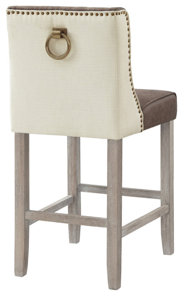 Rustic Manor Kaileigh Counter Stool, Leather PU, Brown