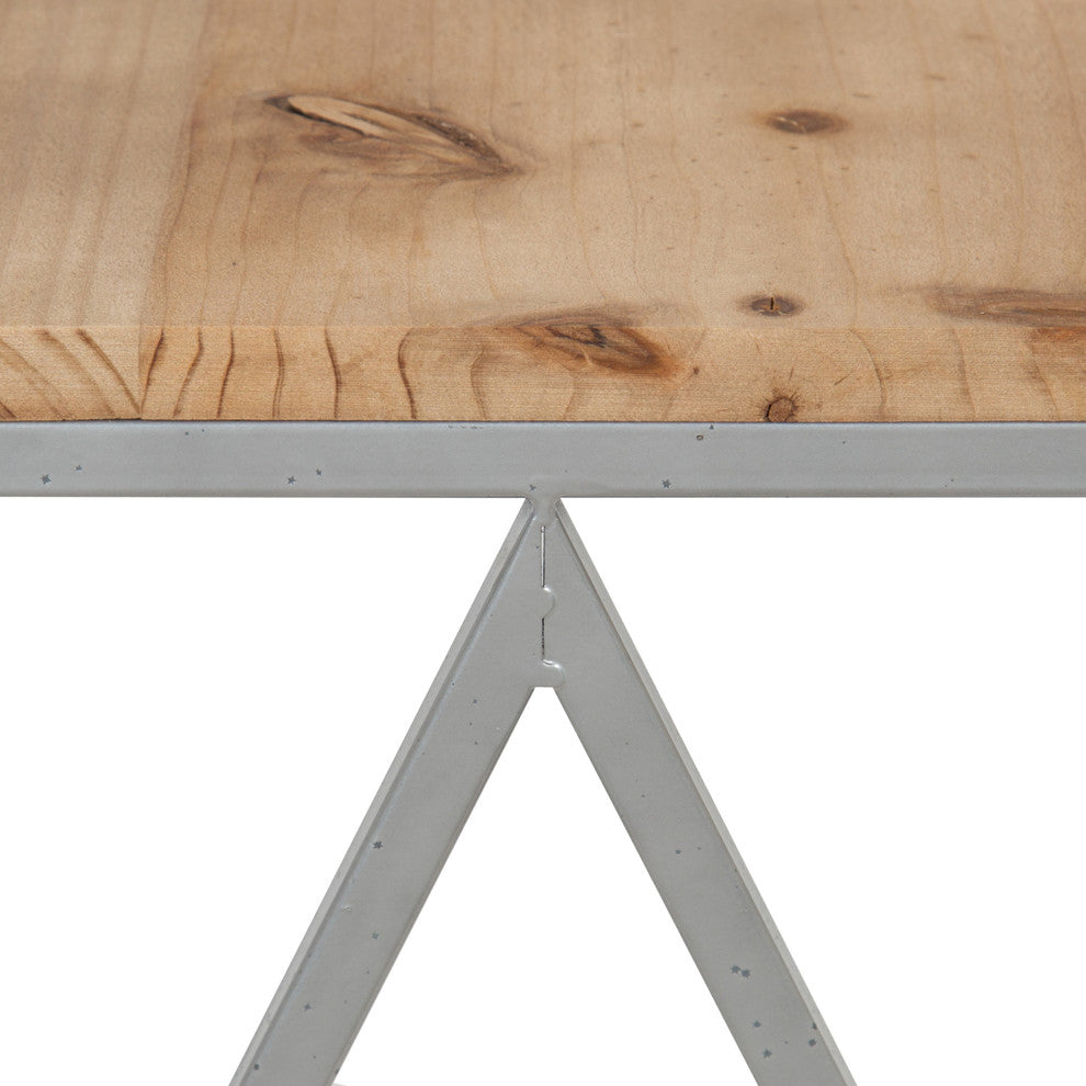 Uzma 2-Set Nesting Metal/Wood End Tables, Silver 2 Piece