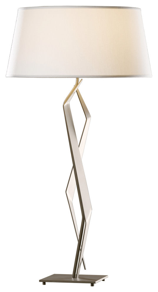 Facet Table Lamp, Dark Smoke Finish, Natural Anna Shade