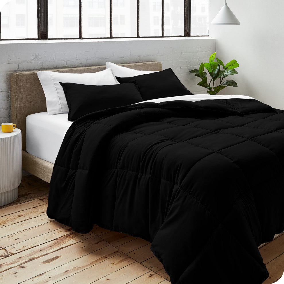 Bare Home Down Alternative Comforter Set, Black, Queen