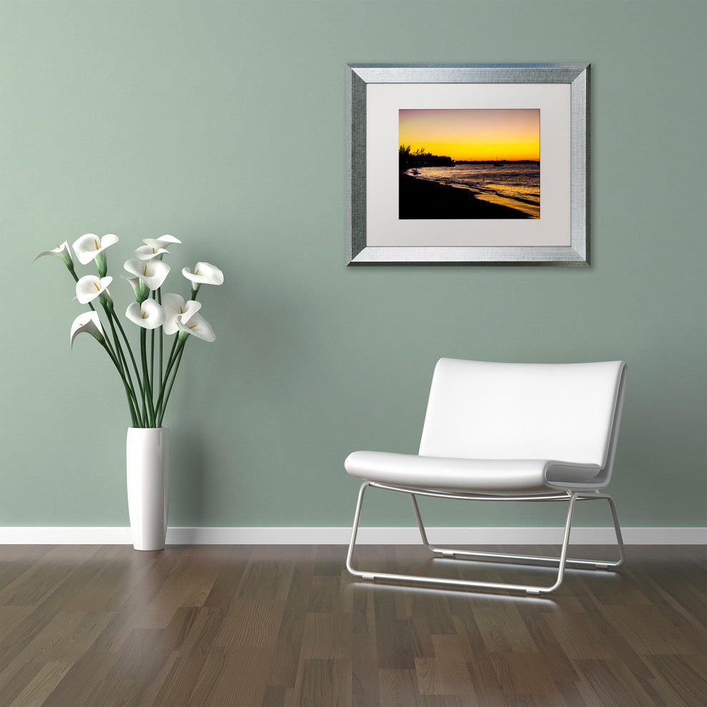 "Deluxe Sunset" Framed Art by Yale Gurney, Silver, White, 14"x11"
