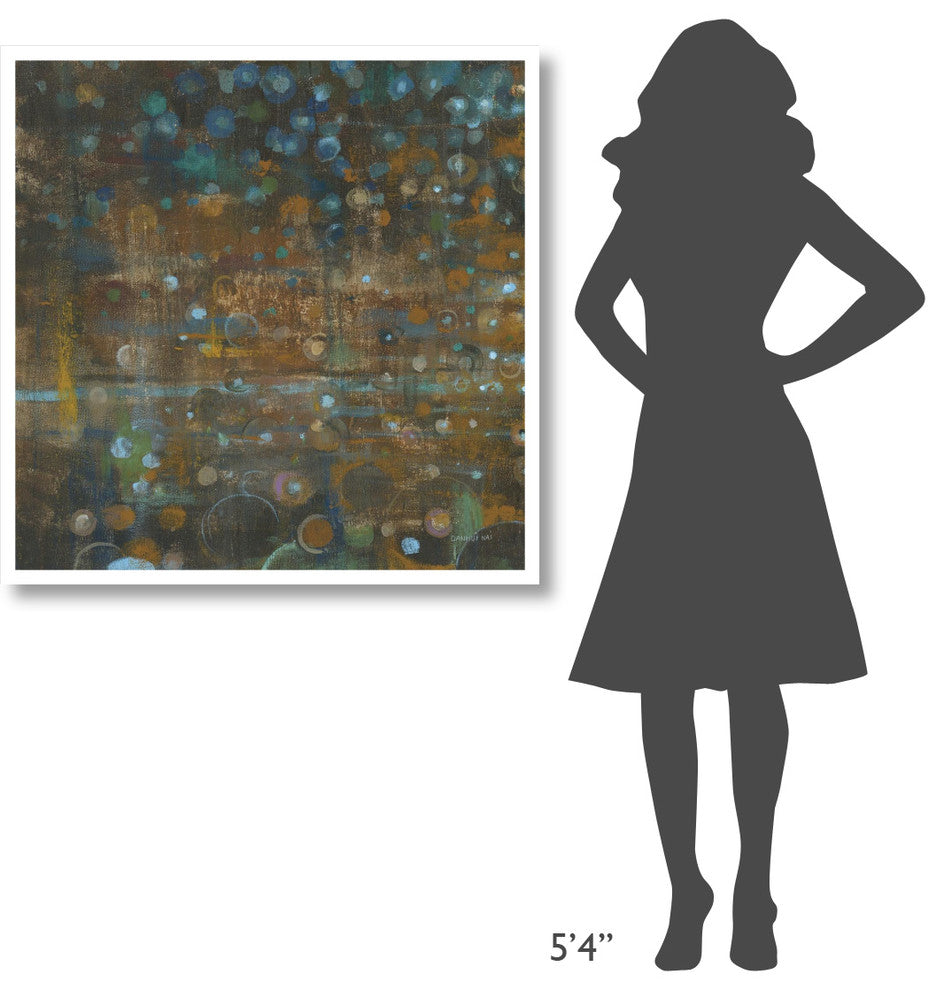 "Blue and Bronze Dots IX" Digital Paper Print by Danhui Nai, 38"x38"