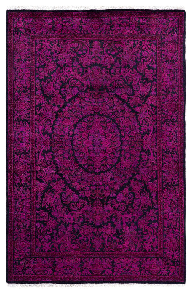 Overdyed One-of-a-Kind Hand-Knotted Area Rug Purple, 4' 2" x 6' 3"