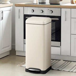 Betty Retro 8-Gallon Step-Open Trash Can, Almond