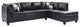 Maklaine Contemporary Faux Leather Living Room Sectional in Black
