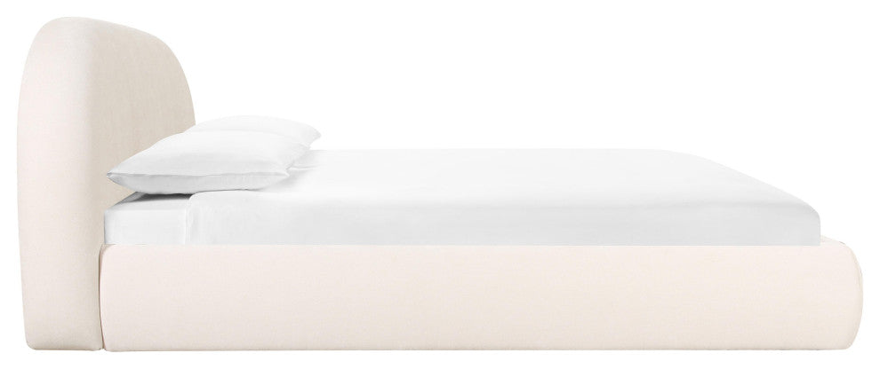 Bara Cream Textured Velvet Bed, Queen