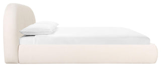 Bara Cream Textured Velvet Bed, Queen