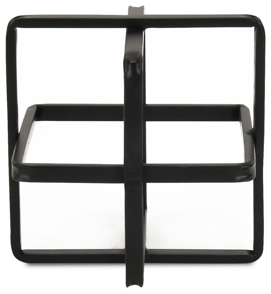 Alle Black Geometric Decor Cube - Large